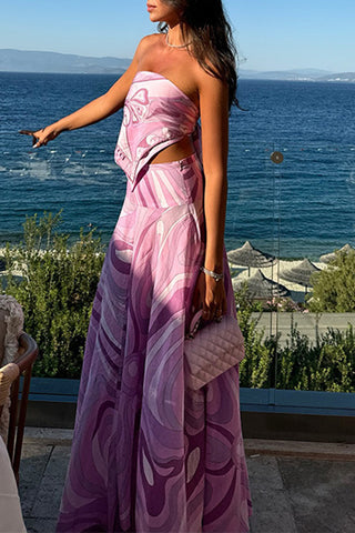 Strapless Printed Skirt Set