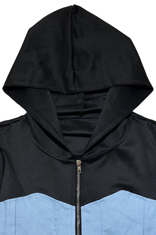 Two-Tone Zip-Up Pant Set