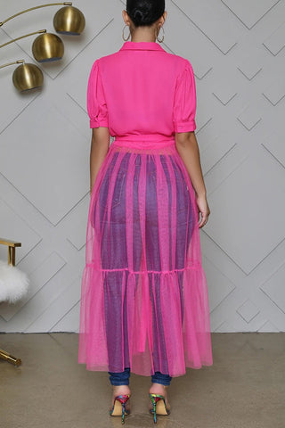 Sheer Overlay Casual Dress