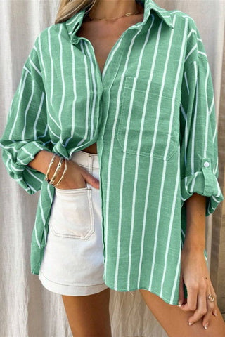 Striped Button-Up T-Shirt