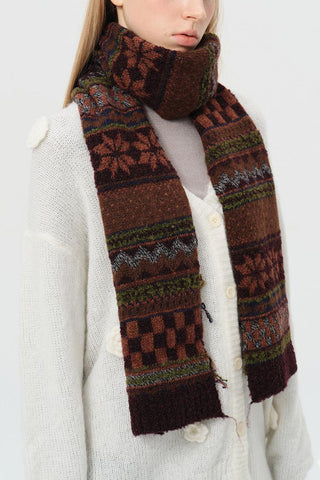 Patterned Knit Scarf with Fringe