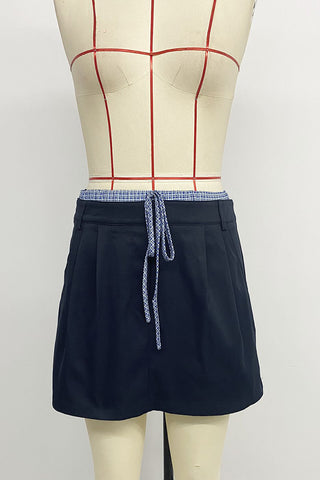Drawstring Waist Mini Skirt