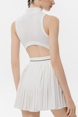 Pleated Skirt Set with Cropped Top