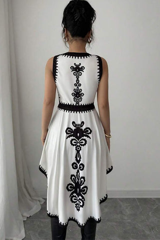 Patterned High-Low Tank Top