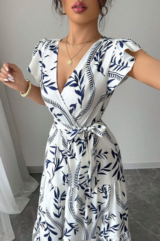 V-Neck Floral Casual Maxi Dress