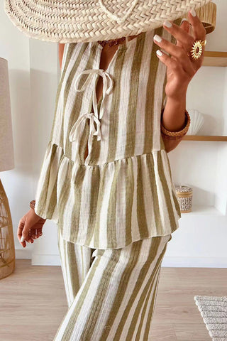 Striped Sleeveless Pants Set