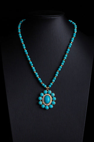 Turquoise Pendant Layered Necklace