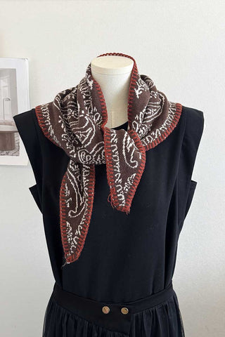 Paisley Print Knit Triangle Scarf