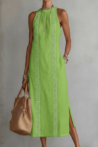 Sleeveless Midi Dress with Side Slits
