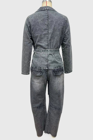 Belted Long Sleeve Top and Pants Set