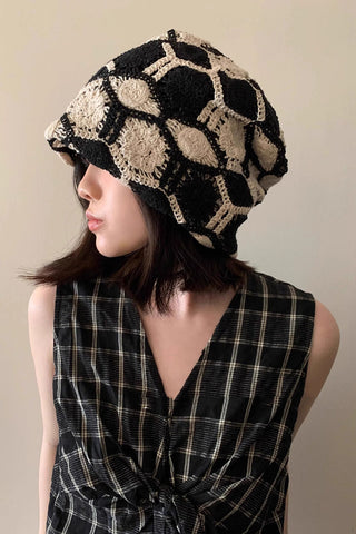 Floral Crochet Slouchy Beanie Hat