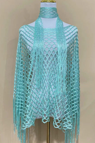 Open-Knit Fringe-Detail Top
