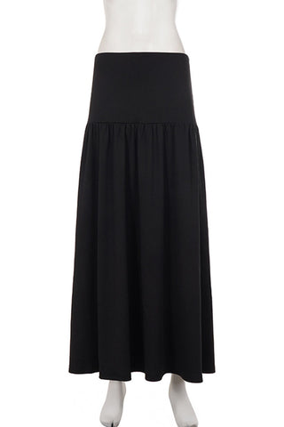 High-Waist Ruched Waistband Midi Skirt