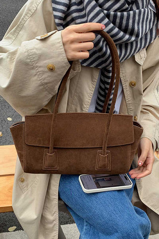 Suede Flap-Top Tote Bag