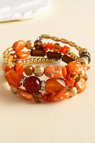 Multi-Strand Beaded Charm Bracelet Set