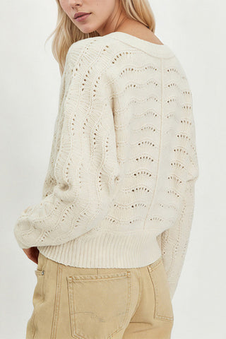 Pointelle Knit Button-Front Cardigan