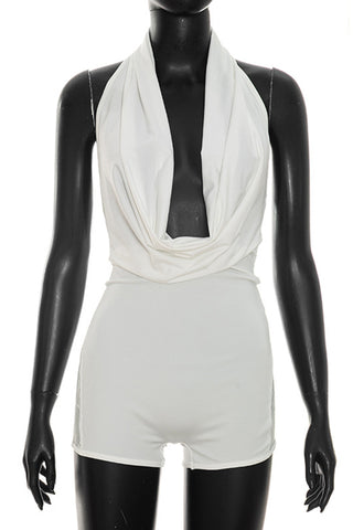 Halter Neck Draped Romper