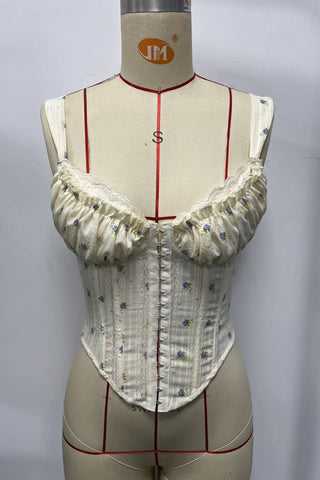 Floral Lace Hook-Front Corset Top