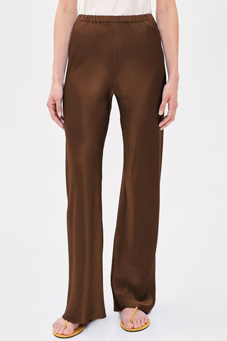 Satin Smocked Waist Wide-Leg Casual Pants