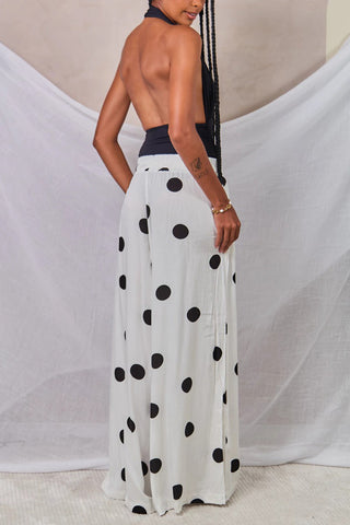 Polka-Dot Casual Wide-Leg Pants