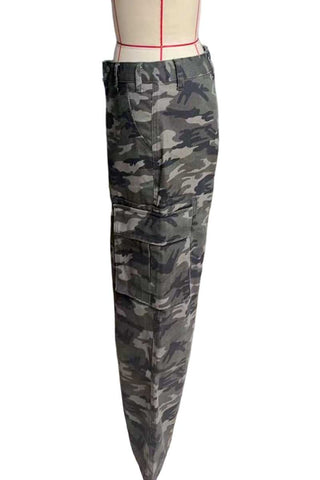 High-Waist Wide-Leg Cargo Casual Pants