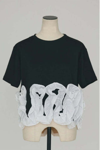 Ruffle-Accented Casual T-Shirt