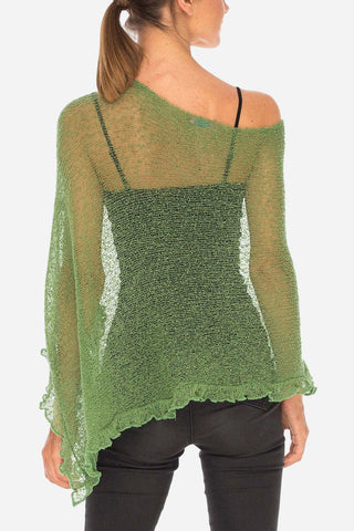 Sheer Asymmetric Hem Blouse