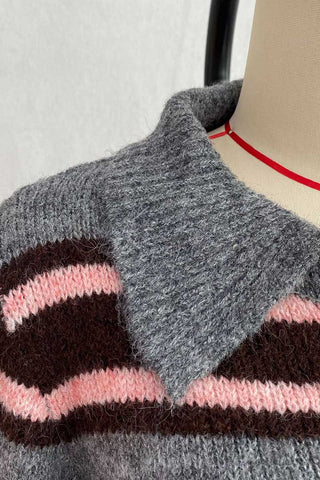 Striped Button-Front Knit Cardigan