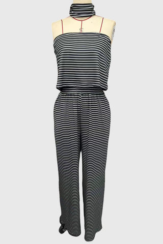 Striped Tube-Top High-Waist Pants Set