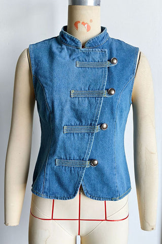 Stand Collar Asymmetric Button Vest