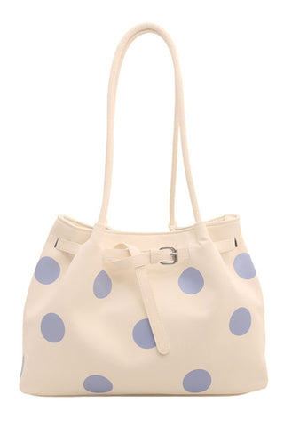 Polka Dot Buckle Strap Tote Bag
