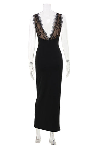 Lace V-Neck Sleeveless Bodycon Dress