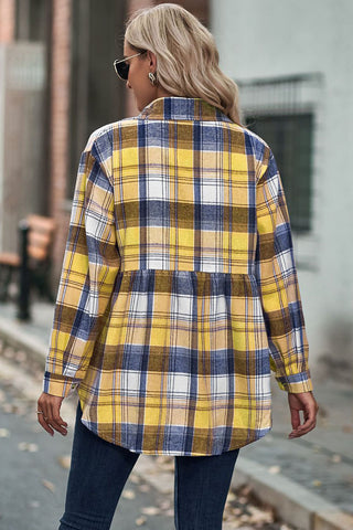 Plaid Button-Front Long Sleeve Shirt