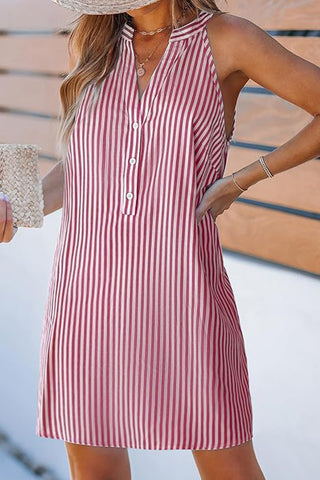 Striped Sleeveless Casual Dress