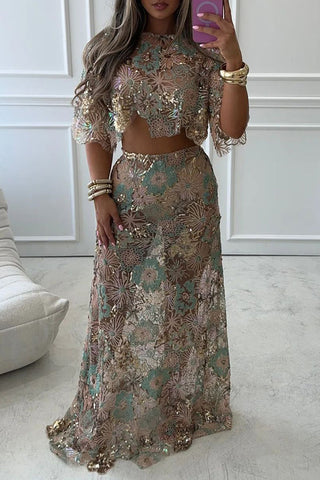 Floral Detail Skirt Set