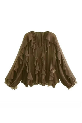 Ruffle Puff Sleeve Blouse