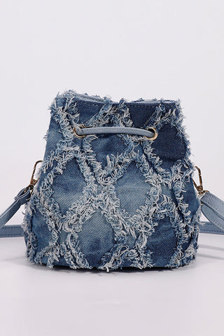 Distressed Drawstring Bucket Bag