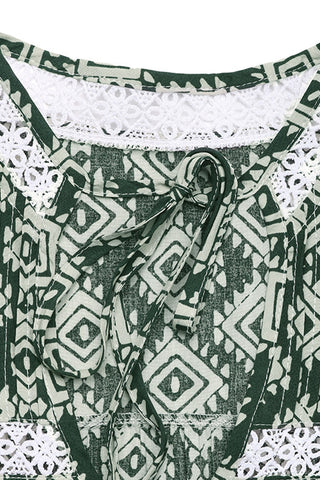 Geometric Print V-Neck Blouse