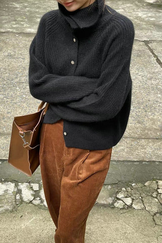 High-Neck Button Cardigan