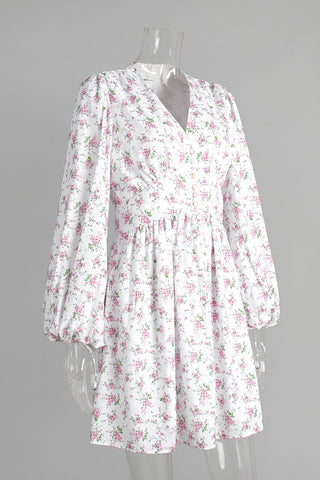 Floral Long-Sleeve Casual Dress