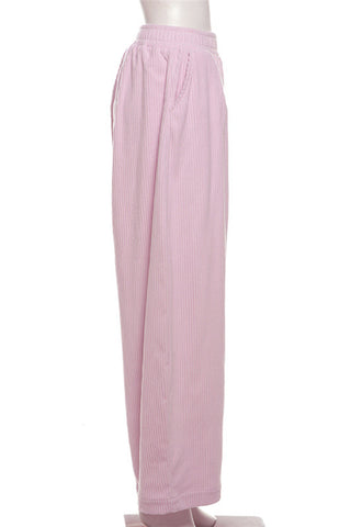 Elastic Waist Wide-Leg Casual Pants