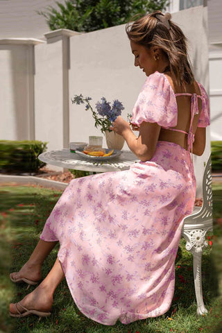 Floral Puff-Sleeve Vacation Dress