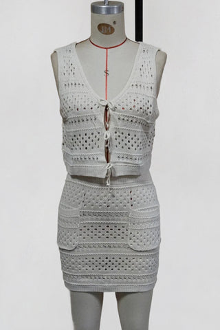 Crochet Tie-Front Top & Skirt Set