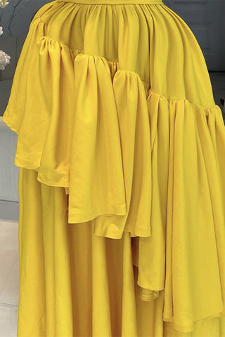 Ruffled Bow-Shoulder Casual Dress