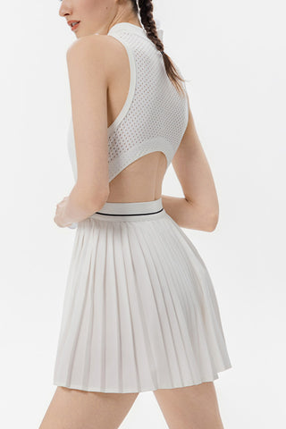 Pleated Skirt Set with Cropped Top