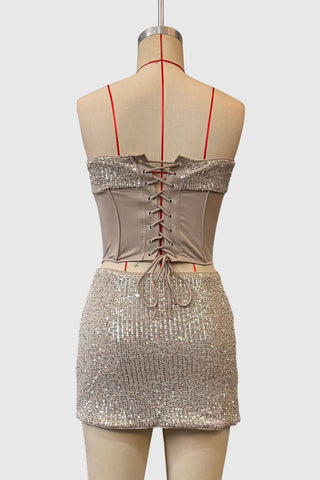 Sparkling Two-Piece Skirt Set