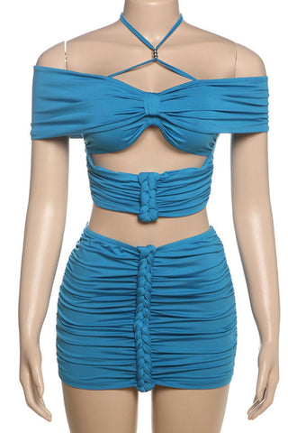 Strappy Ruched Skirt Set