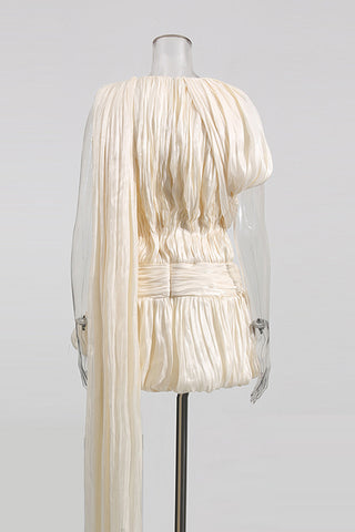 Draped Shoulder Detail Evening Dress