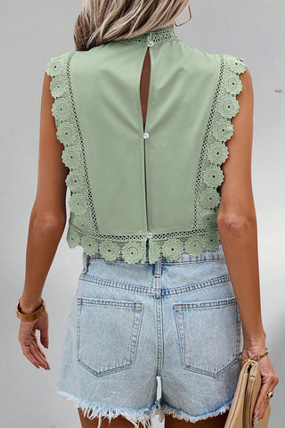 Floral Lace Trim Tank Top