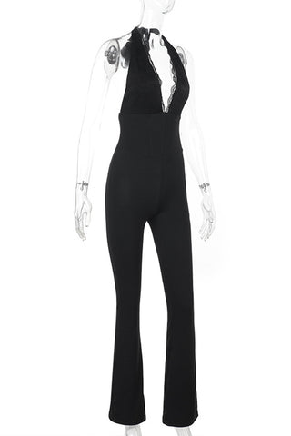 Halter-Neck Lace Bust Jumpsuit
